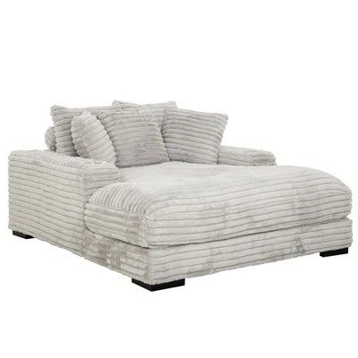 Cocoon Gray Oversized Fabric Cuddler Chaise with Cupholder and USB Ports - Image 1 of 4