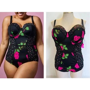 Torrid Plus Size 3 One Piece Slim Fix Padded Betsey Johnson Underwire Swimsuit - Picture 1 of 2