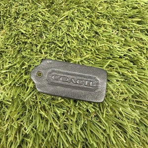 Llavero de cuero de repuesto Coach vintage etiqueta colgante negro doble cara - Imagen 1 de 3