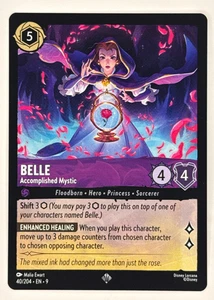 Disney Lorcana Belle Accomplished Mystic Fabled 40/204 Super Rare Non Foil - Foto 1 di 1