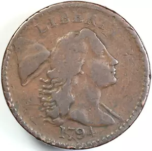 1794 LIBERTY CAP LARGE CENT S-44 FINE/VF NICE COIN ORIGINAL SCARCE! - Picture 1 of 3