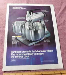 Sunbeam Mixer Print Ad from Magazine Vintage 1974 - Picture 1 of 2