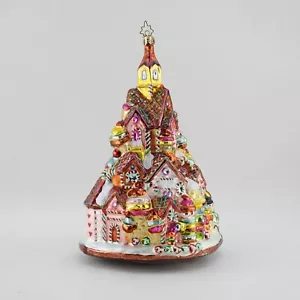 Vintage Radko GINGERBREAD LANE Candy Village Tree Glass Christmas Ornament 8" - Picture 1 of 12