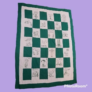 Vintage Entirely Hand Sewn ALL the Peanuts Gang Snoopy Quilt Blanket Beautiful! - Picture 1 of 11