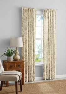 Mainstays - Light Filtering Rod Pocket Textured, 2 Panels, Ivory Floral 40"x84" - Picture 1 of 5