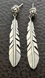 Carolyn Pollack sterling silver carved feather dangle earrings - Picture 1 of 11