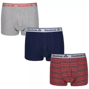 Reebok Mens Trunk DUANE 3er Pack navy grey red stripe in S M L - NEU - Bild 1 von 1