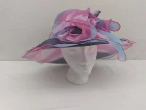 MULTI-PINK LADIES LIGHTWEIGHT SUMMER HAT WITH BOW - Picture 1 of 8