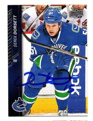 Derek Dorsett Signed 2015/16 Upper Deck Card #183 Vancouver Canucks AUTO COA - Image 1 of 2