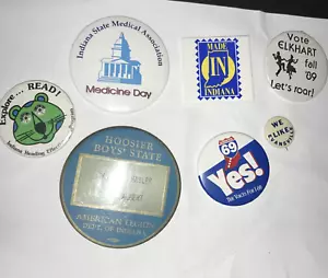 Lot Pinback Buttons Indiana I-69 Reading Medical Legion Elkhart Evansville H5 - Picture 1 of 3