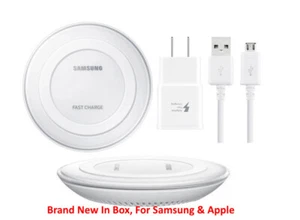 Wireless Fast Charge White Pad Samsung Galaxy S10/S20/S21/S22/S23/S24+ Ultra - Picture 1 of 2