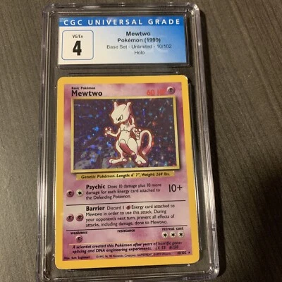 Mewtwo Base Set Holo CGC 4 - Rare 10/102 WOTC 1999 Vintage Pokemon Card   - Image 1 of 3