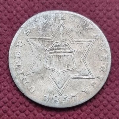 1857 Three Cent Piece Silver Trime 3c Better Grade #44139 - Image 1 of 2