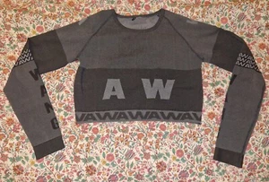 Alexander Wang x H&M Size Medium Grey Stretchy Crop Top Long Sleeve - Picture 1 of 2