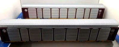 HO WALTHERS 932-24851 THRALL 89' TRI-LEVEL AUTO CARRIER 2-PACK SANTA FE ETTX - Image 1 of 3