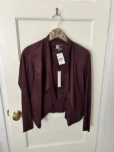 Kut From The Kloth NWT Womens XS Tayanita Faux Suede Drape Front Jacket Burgundy - Picture 1 of 3