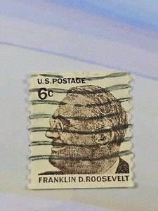US Stamp Franklin D Roosevelt 6c Used Wave Cancel 1305 - Picture 1 of 2