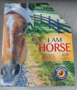 New I AM HORSE Animal Head-Shaped Jigsaw Puzzle, 550 Pieces, 24" x 32" - Picture 1 of 2