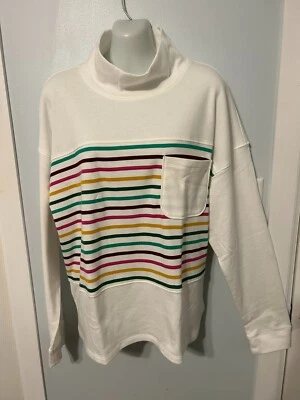 Nuevo con etiquetas Top Croft & Barrow Marfil Rayas Manga Larga con Simulación Cuello Alto Talla XL Foto 1 de 3