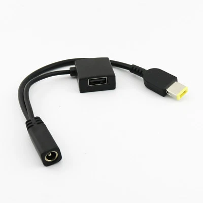 1x 2 in 1 Power Cable 5.5x2.1mm female to Square End Pigtail and USB Charging - Image 1 of 4