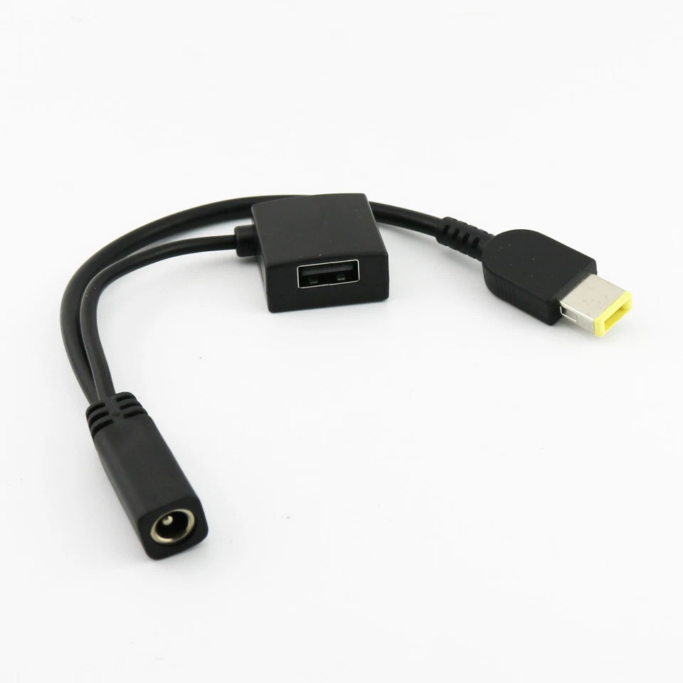 1x 2 in 1 Power Cable 5.5x2.1mm female to Square End Pigtail and USB Charging - Image 1 of 4