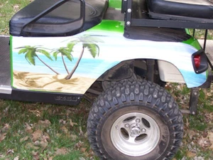 Golf Cart Beach Scene Large Rear Fender Wrap Graphics FIT EZGO Club Car Yamaha - Bild 1 von 8