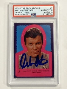 WILLIAM SHATNER 1979 Topps Star Trek Sticker #7 Signed PSA DNA 10 Auto - Picture 1 of 2