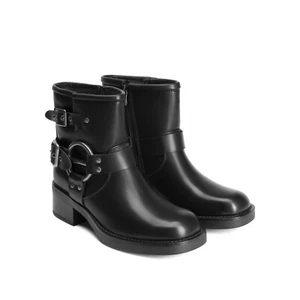 Women Ankle Boots Square Toe Low Chunky Heel Buckles Motorcycle Riding Boots US - Picture 1 of 15