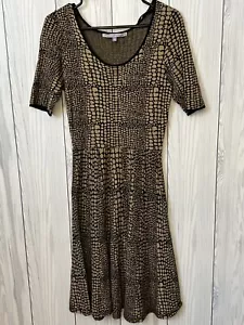 Luxe By Carmen Marc Valvo Sweater Dress Womens Size M Fit & Flare Animal Print - Picture 1 of 7