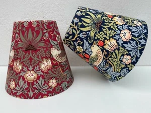 William Morris Candle Clip Lampshade Strawberry Thief Blue or Red Fabric - Picture 1 of 20