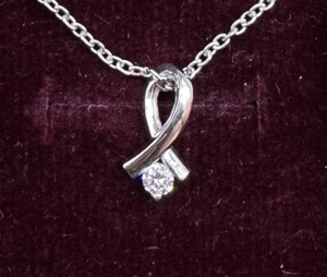 0.20 Carat Round Cut Lab Created Diamond Solitaire Pendant 14K White Gold Finish - Picture 1 of 4