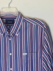 Faconnable Club Men Size XL Stripe Button Down Long Sleeve Cotton Shirt Blue - Picture 1 of 7