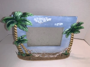 Foto-Bilderrahmen Metall Strandmotiv mit Palmen, Sand, Meeresschalen & Hängematte - Bild 1 von 9