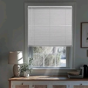 Mini tenda in vinile oscurante senza fili bianco mezzanotte con lamelle da 1" - 42,5" L 48" L - Foto 1 di 3