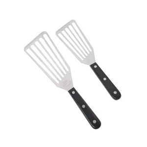 2 Pcs Stainless Steel Spatula Slotted Fish Turner Flexible Flipper Cooking Tool - Picture 1 of 9