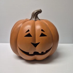 Light Up Pumpkin Jack O Lantern Battery Operated Timer Hard Plastic 10" Hallowee - Picture 1 of 14