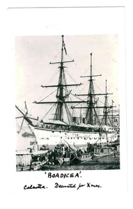 HMS BOADICEA - ROYAL NAVY IRON SCREW CORVETTE - CHRISTMAS AT CALCUTTA - Picture 1 of 2