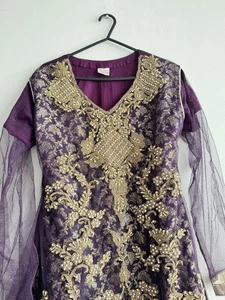 Sharara Damen Anzug indisches pakistanisches Kleid Größe L in lila Farbe - Bild 1 von 23