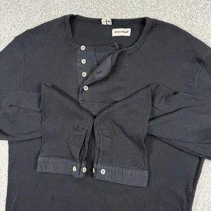 Indigofera Hank Granddad Henley in Black Men’s Sz Medium Cotton - Picture 1 of 6