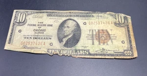 1929 $10 National Bank Chicago Very Circ Cull Ugly Damaged Low Serial #436 - Picture 1 of 13