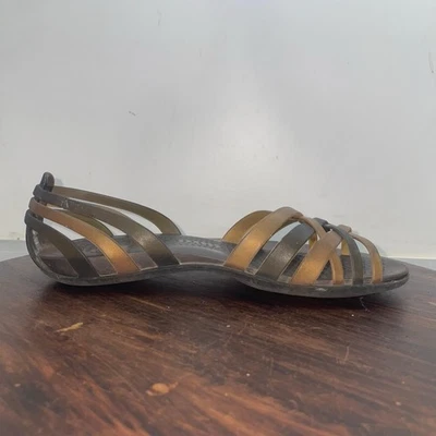 Crocs Isabella Huarache Sandálias Femininas 5 Bronze Espresso Tiras Chinelos - Imagem 1 de 4