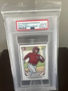 2014 Bowman Prospects Cello Pack Mookie Betts Rookie (Chrome) on back PSA 10 - Bild 1 von 4