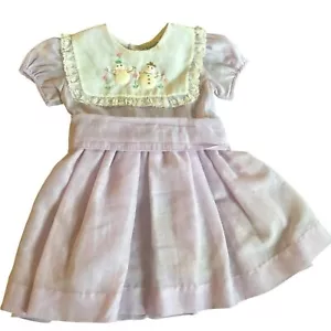 VTG 60’s Nanette Dress 2T Inspired Shirley Temple Lavender Snowman Embroidered - Picture 1 of 7