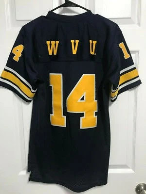 WEST VIRGINIA MOUNTAINEERS 14 Navy YOUTH Football Sewn Jersey XL Colosseum    - Image 1 of 4