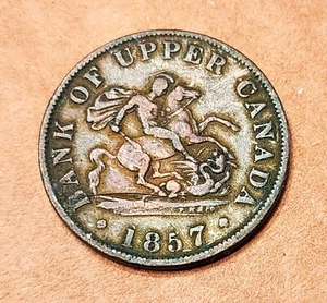 1857 Bank of Upper Canada Half Penny Bank Token - Nice Early Piece - Picture 1 of 2