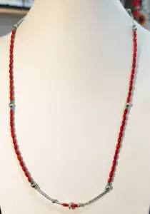 Collar étnico líquido de plata esterlina turquesa coral cuentas suroeste - Imagen 1 de 5