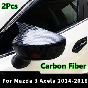 2 tapas de bocina de espejo retrovisor lateral de fibra de carbono para Mazda 3 Axela 2014-2018 - Imagen 1 de 3