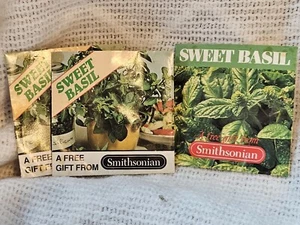 Vintage Menge 3 "Gratis Geschenk von Smithsonian" süße Basilikum Samen Päckchen, 1995 - Bild 1 von 7