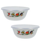 2 Sets Enamel Bowl with Lid Vintage Mixing Thicken Salad Bowls