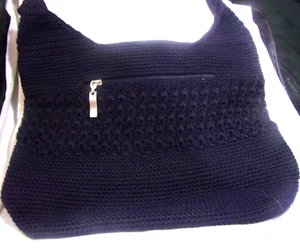 WORTHINGTON Women's Dark Navy Blue Crochet HOBO Shoulder Bag Purse - Picture 1 of 7